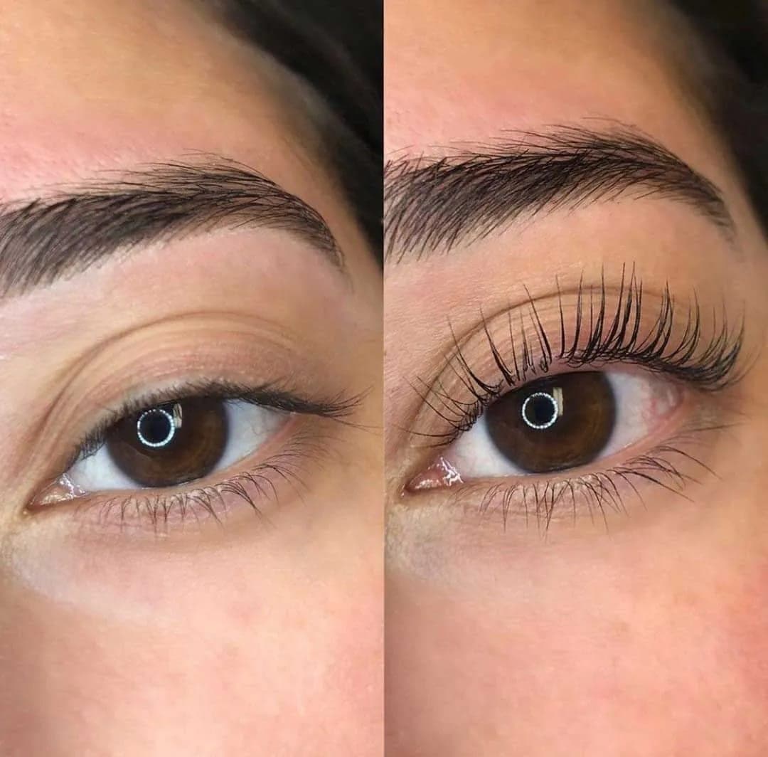 Natural lashes before and after eyelash extensions at MG Makeovers