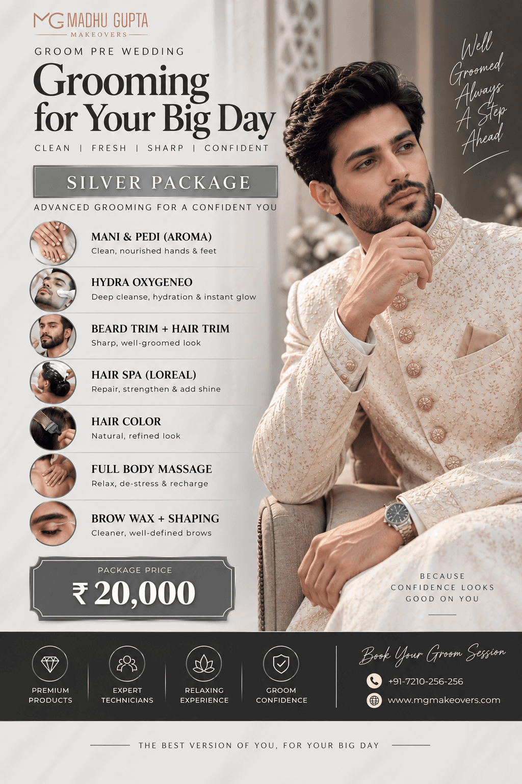Silver Groom Package — ₹20,000 | MG Makeovers Gurgaon