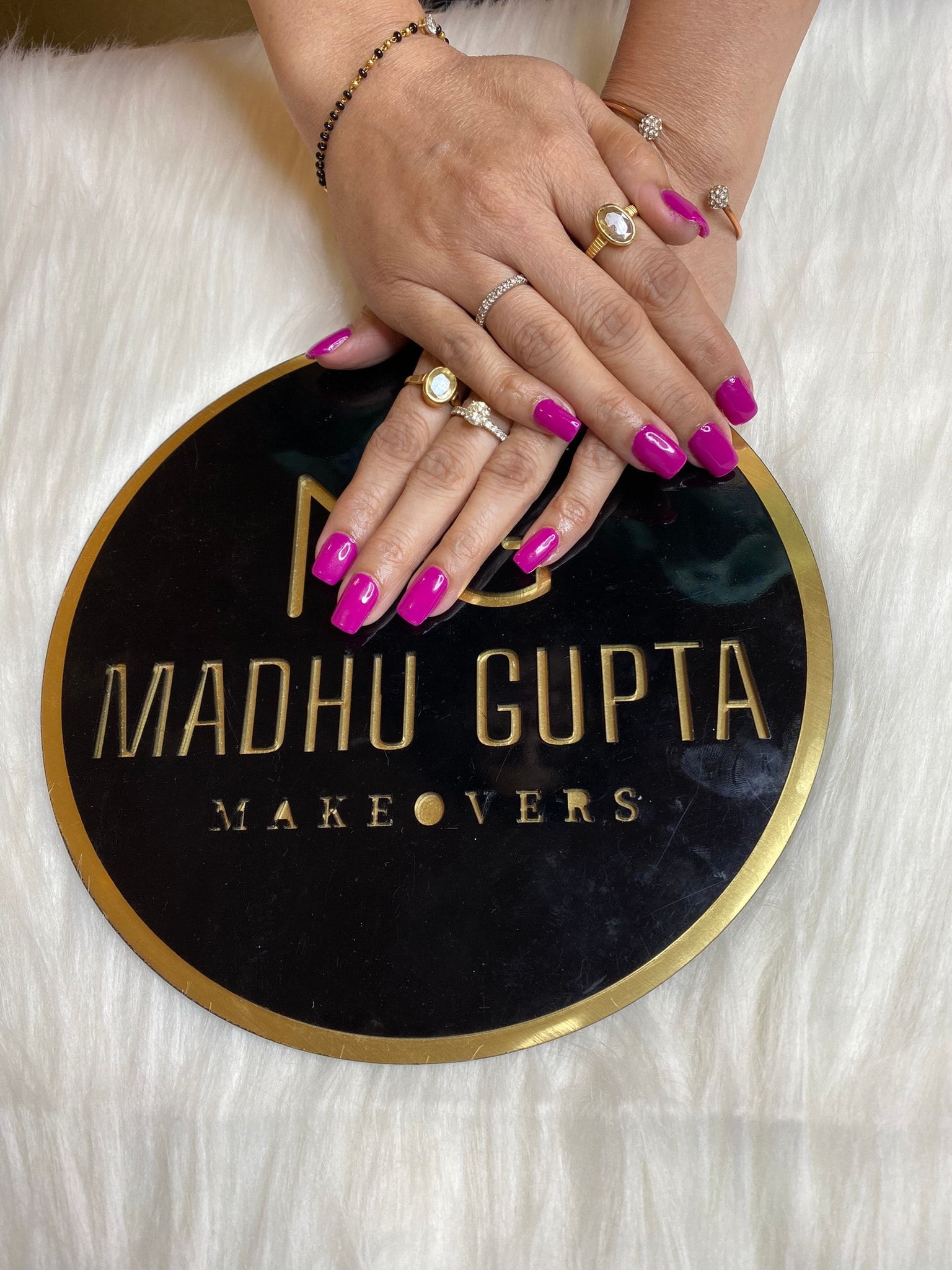 Bright magenta solid nail colour