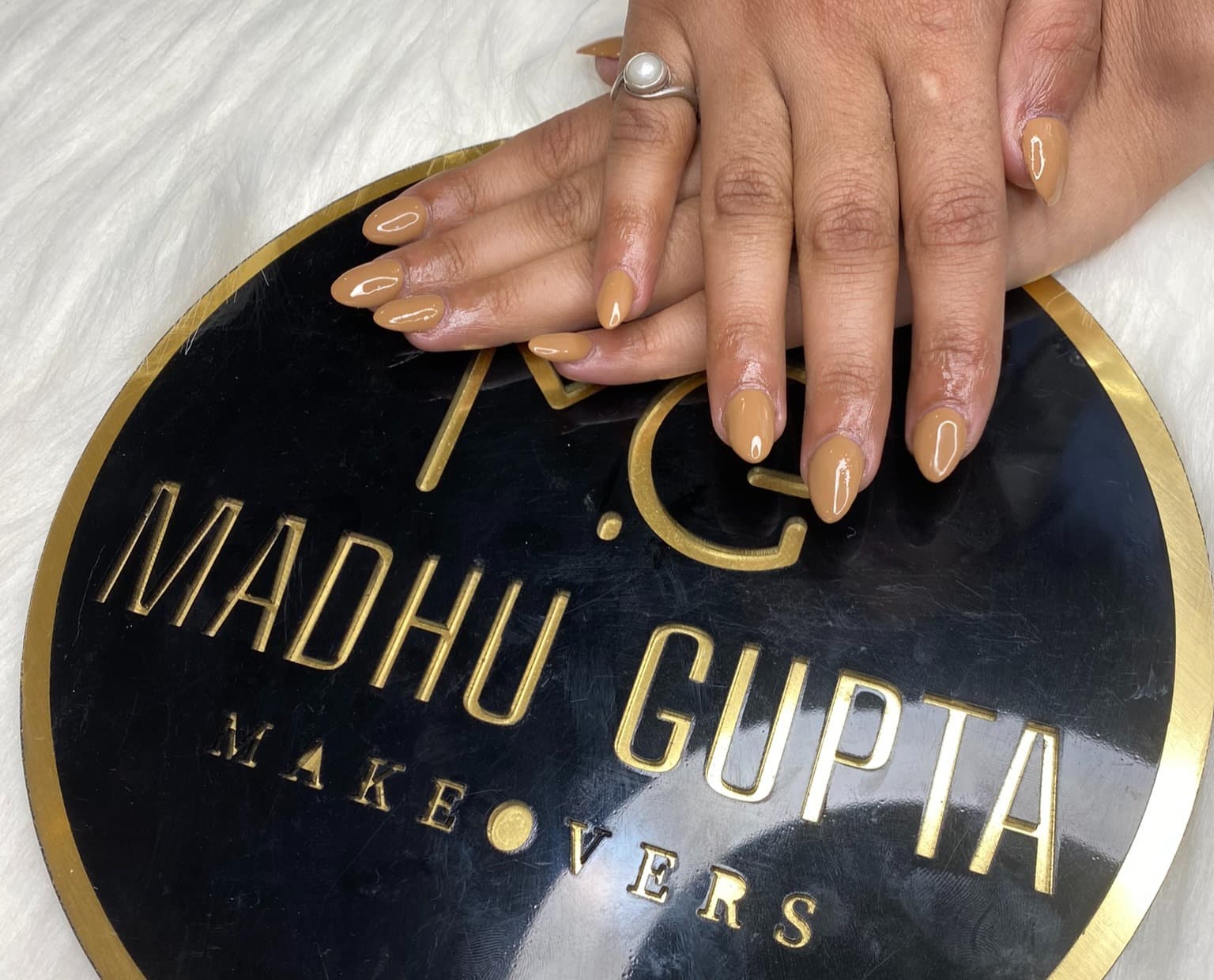 Caramel Beige Solid Nails