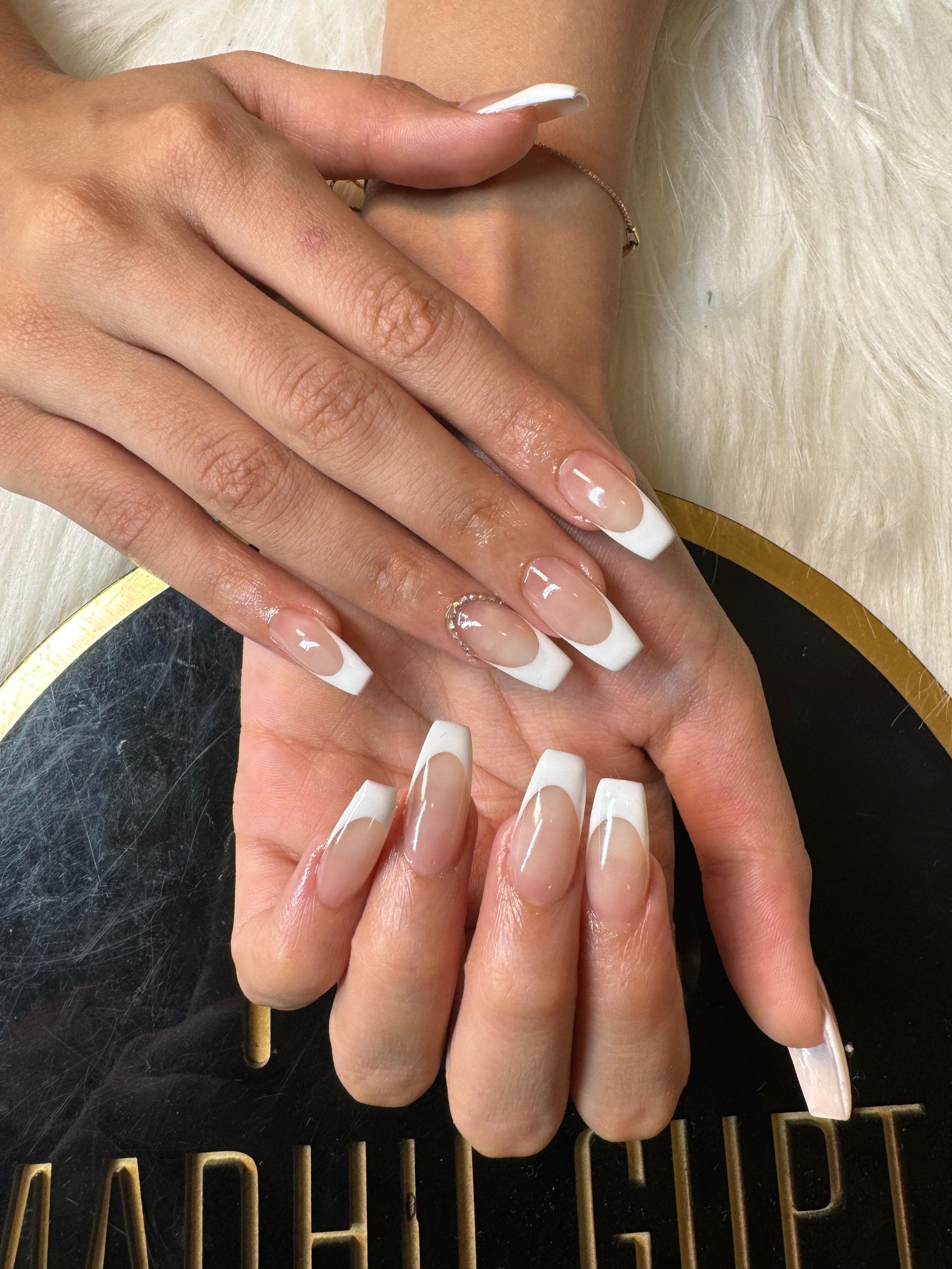 Classic French Tip Coffin Nails