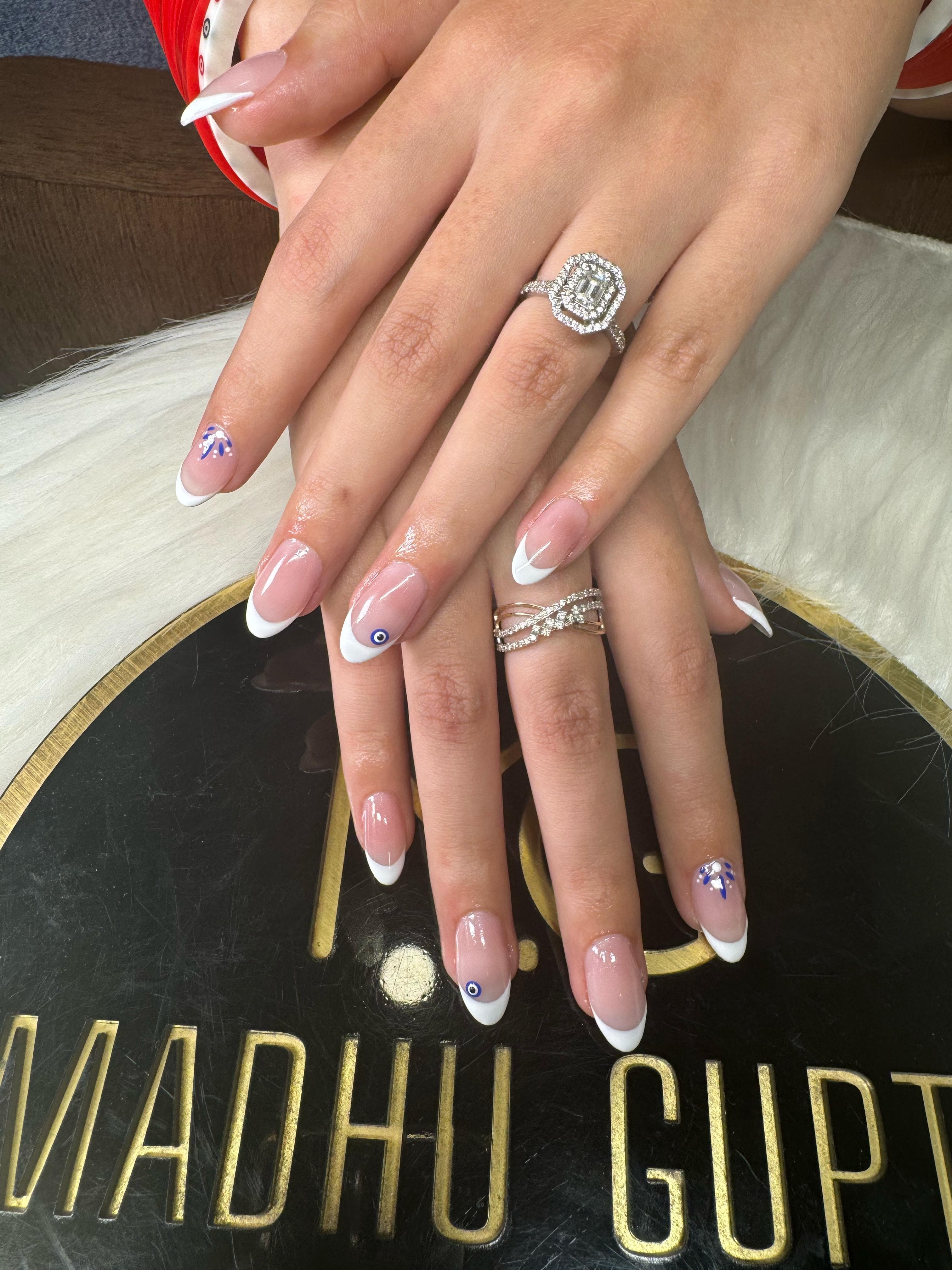 French Tip Evil Eye Nail Art