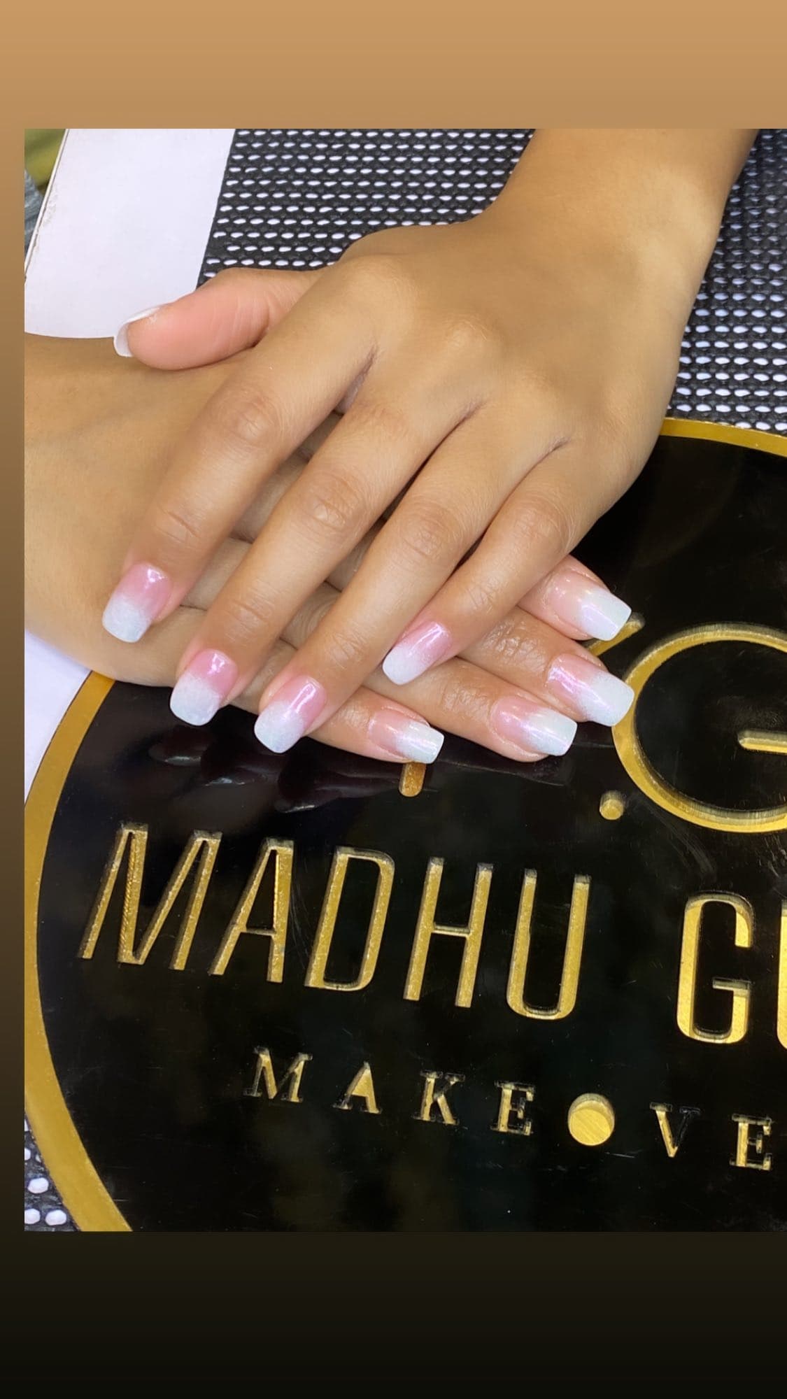 French Tip Pink White Ombre Nails
