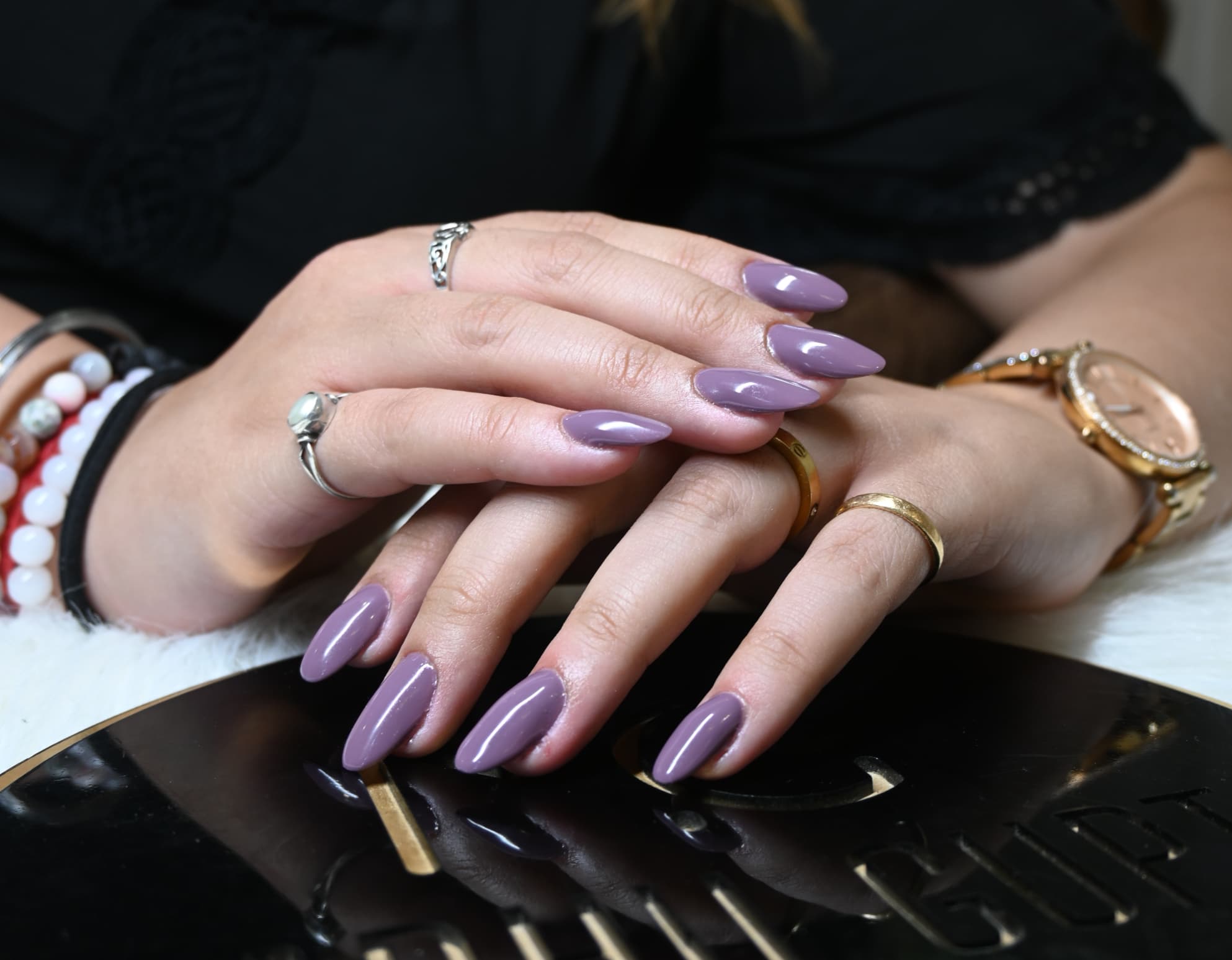 Lilac Purple Almond Nails