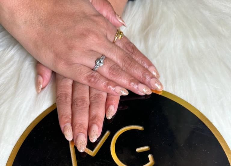 Peach And Gold Glitter Ombre Nails Edited