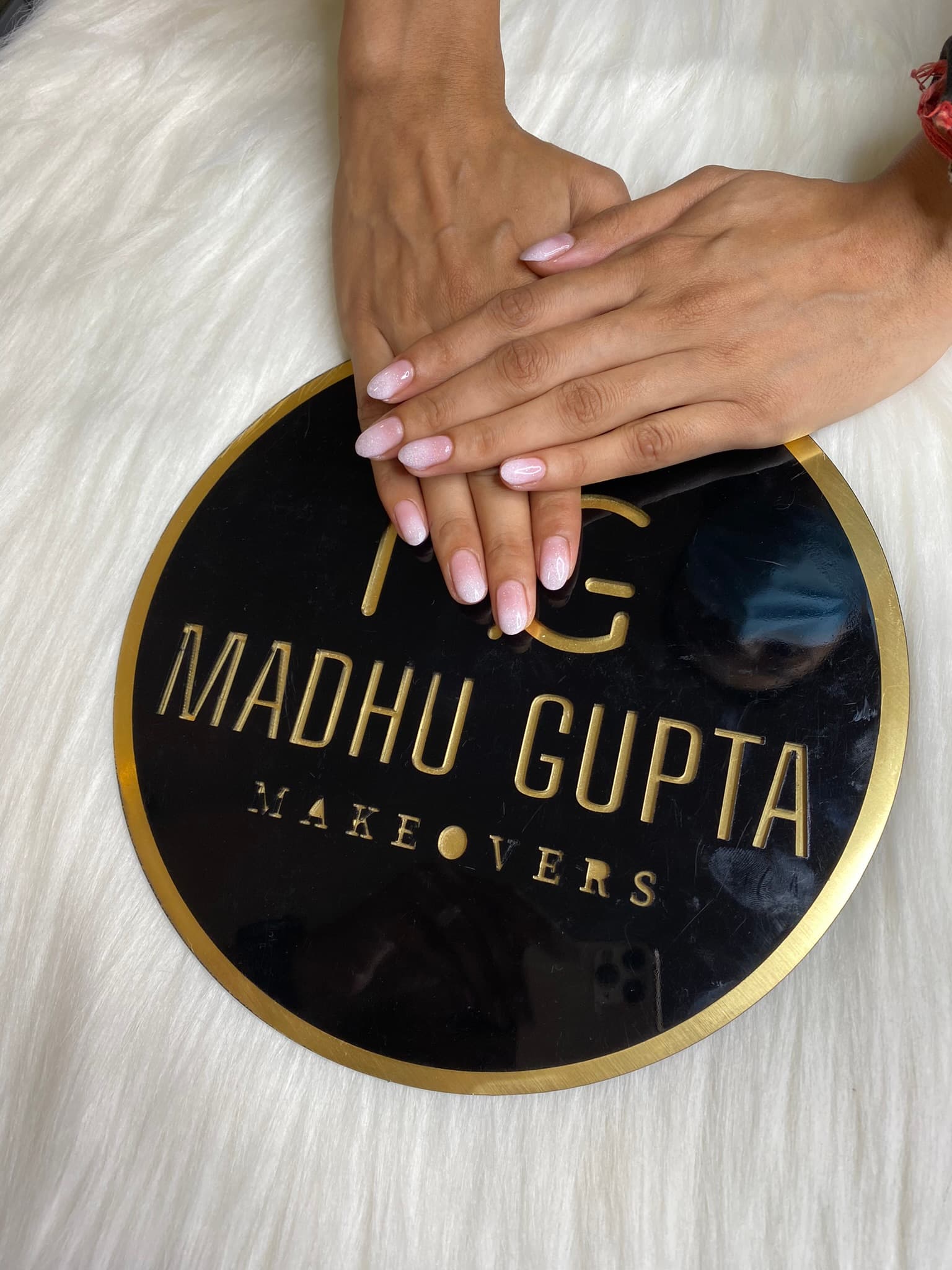 Pink Glitter Sheer Nails
