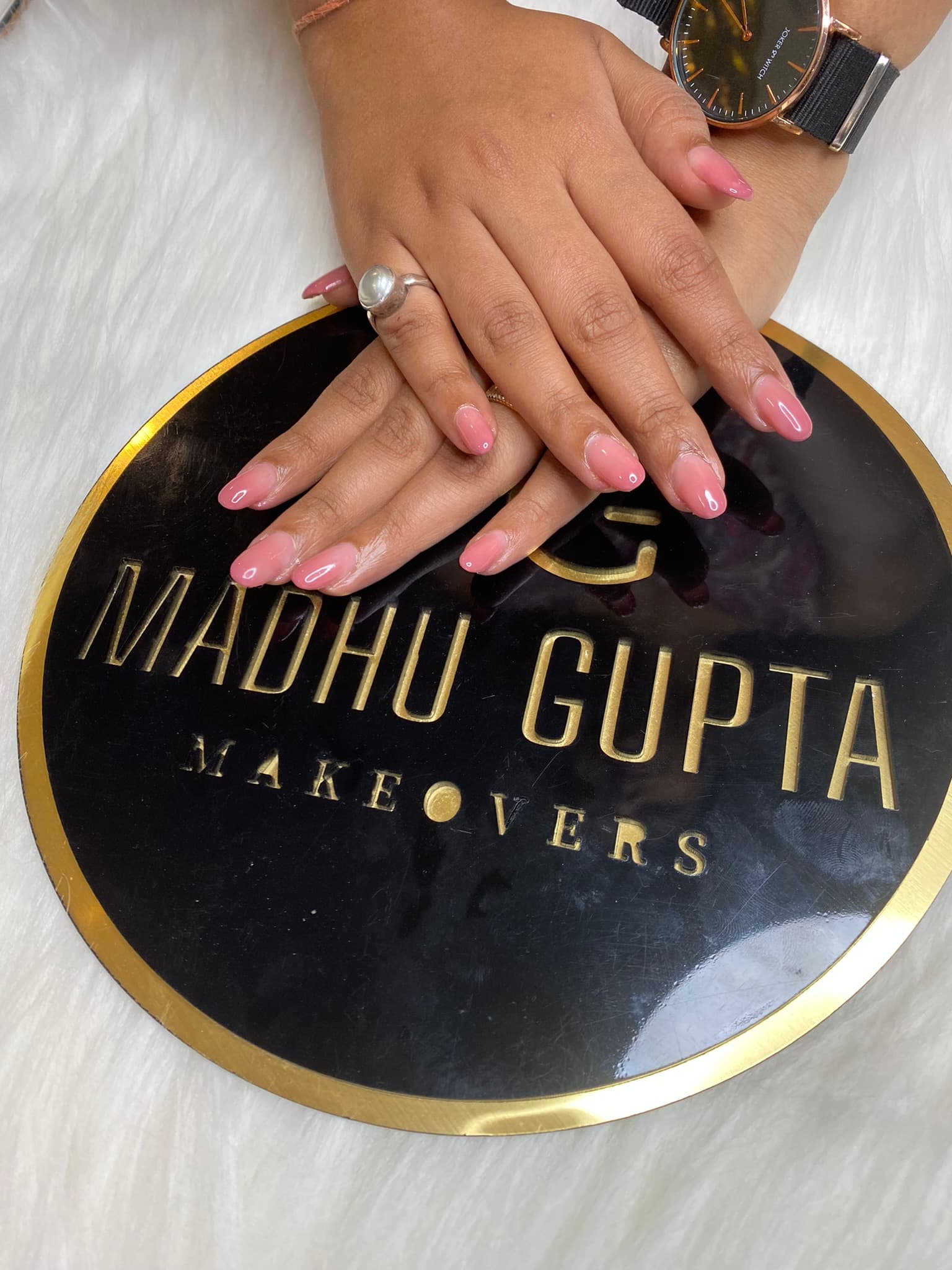 Pink Glossy Square Nails