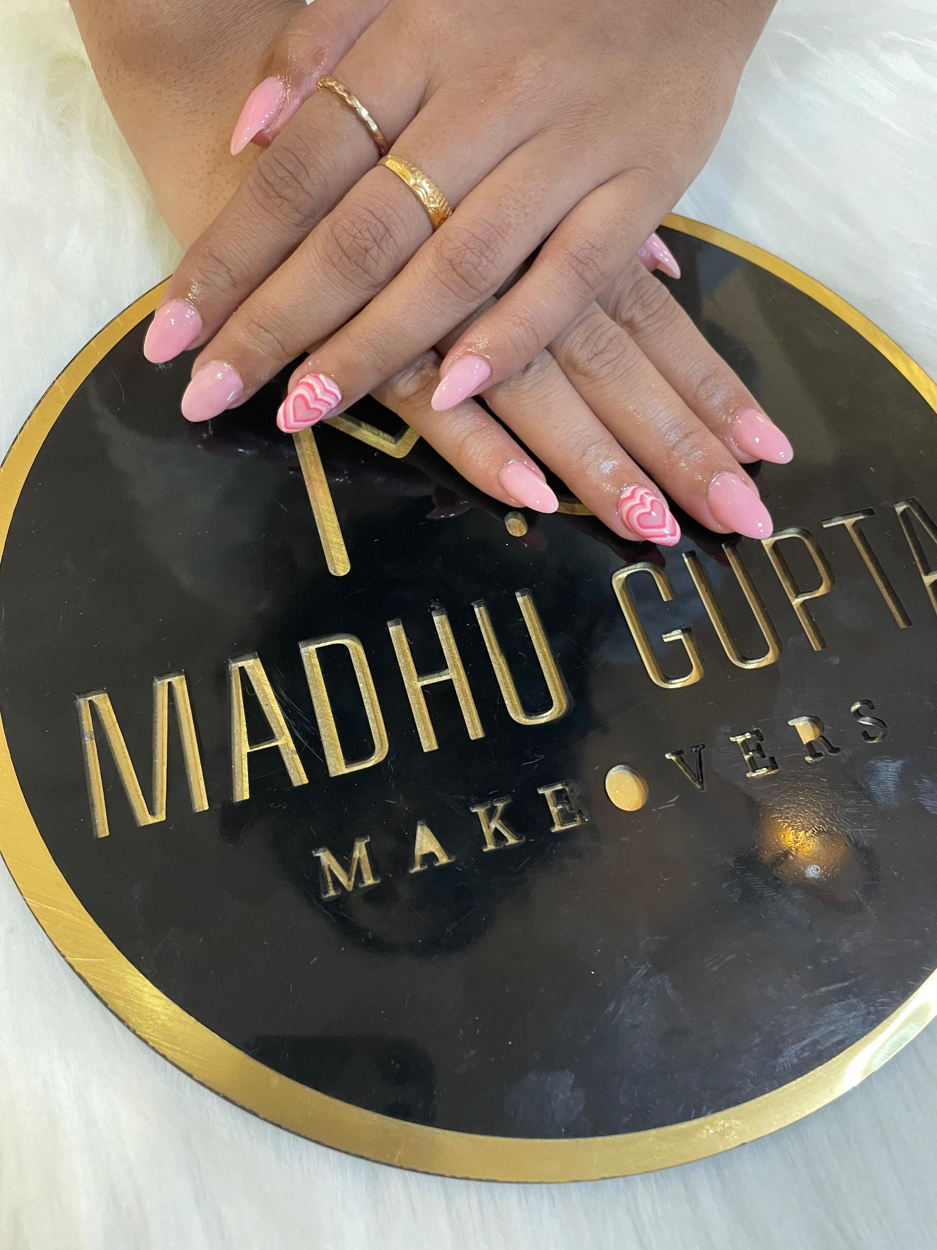 Pink Nails Disco Heart Accent