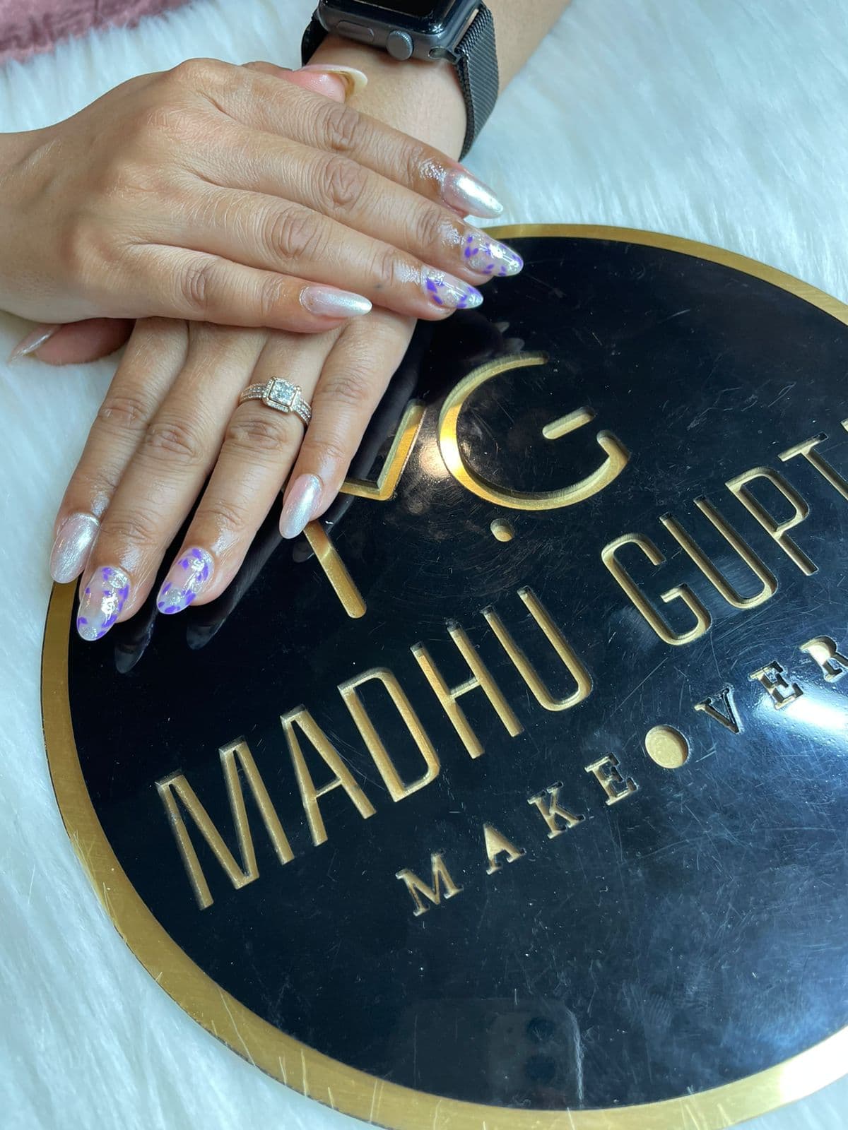 Purple Leopard Print Glitter Nails