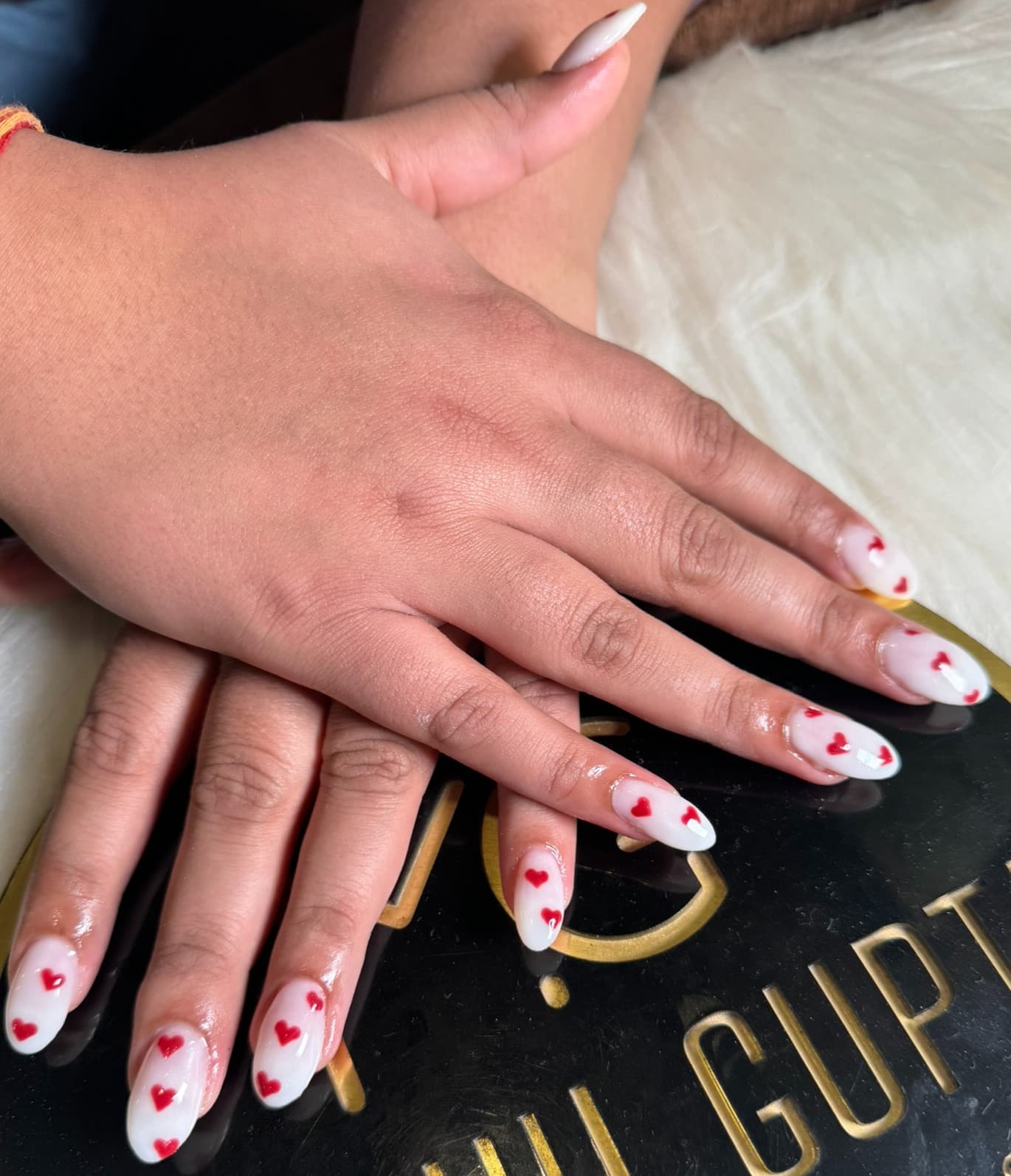 White Base Red Heart Nails Edited