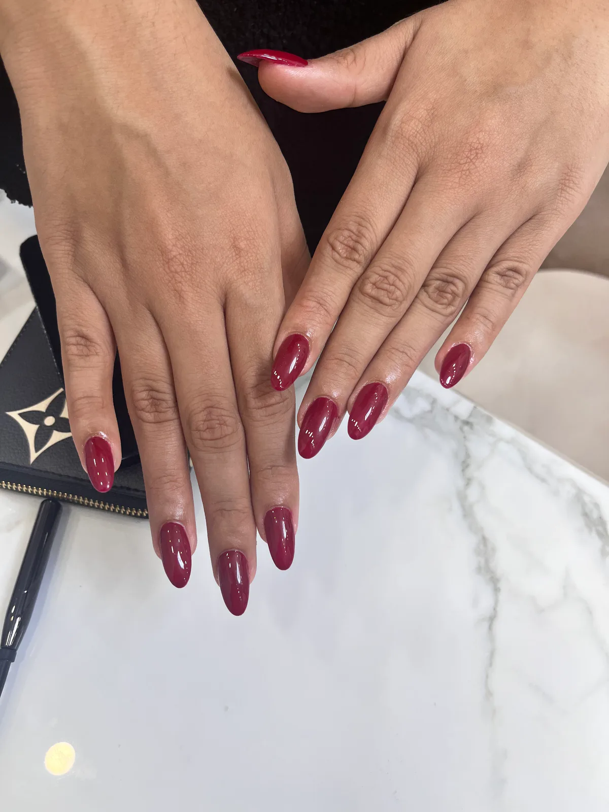 Burgundy Glossy Almond Nails Burgundy Glossy Almond Nails nail art design