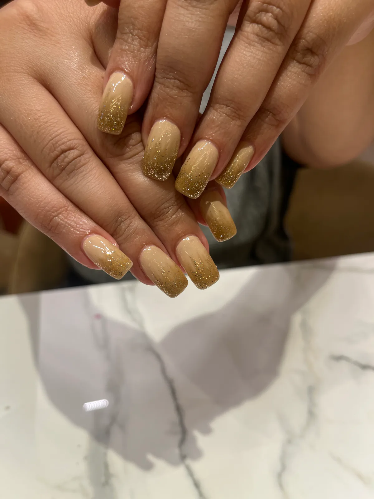 Gold Glitter Almond Nails Gold Glitter Almond Nails nail art design