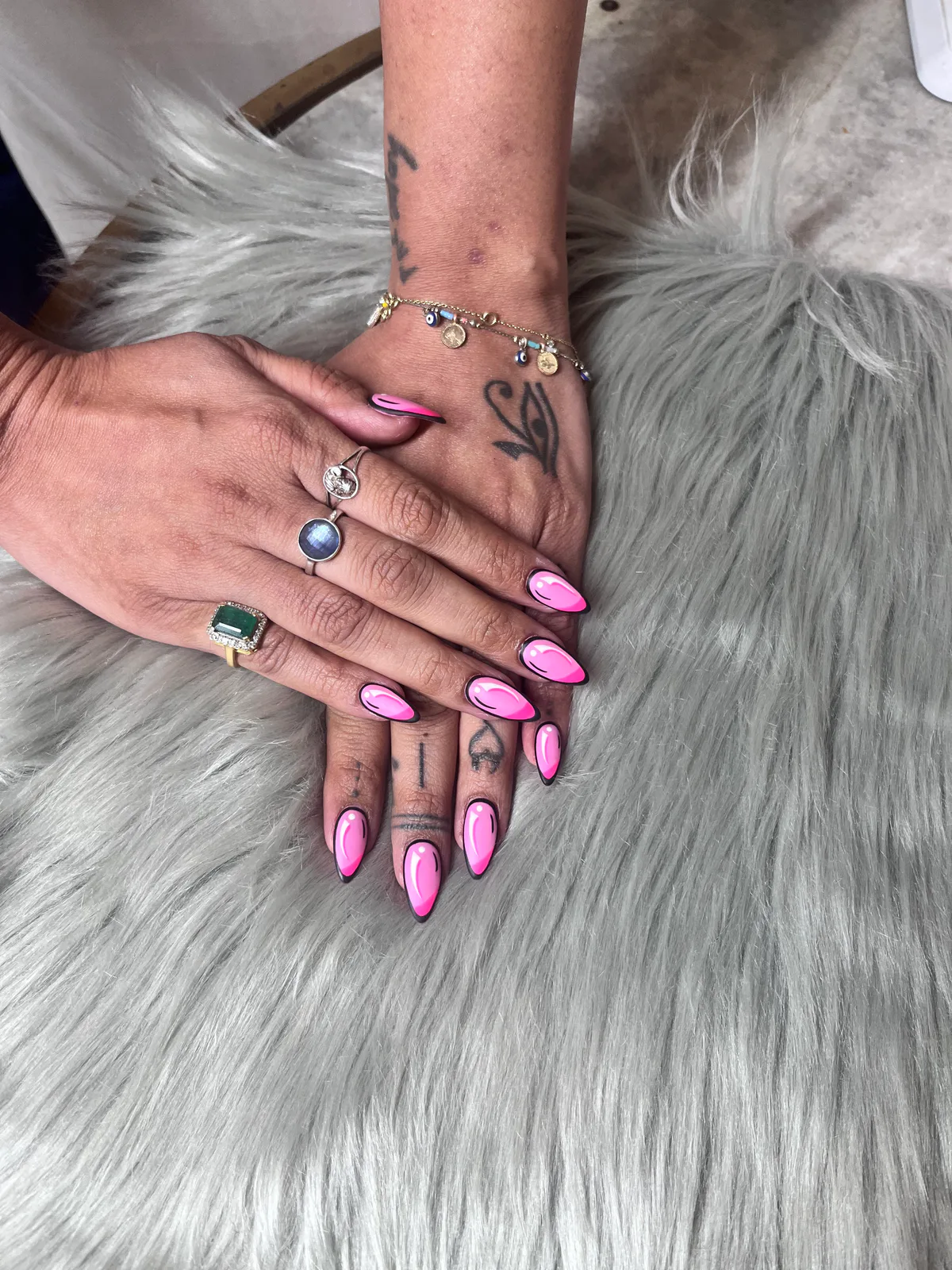 Hot Pink Glossy Almond Nails Hot Pink Glossy Almond Nails nail art design
