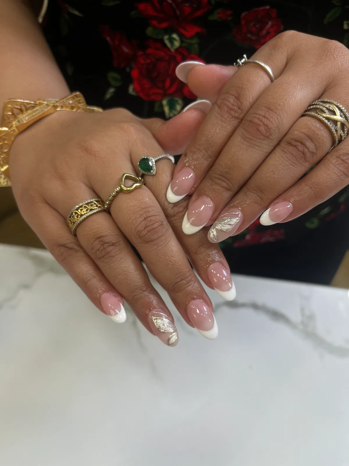 Nude French Gold Accent Nails Nude French Gold Accent Nails nail art design