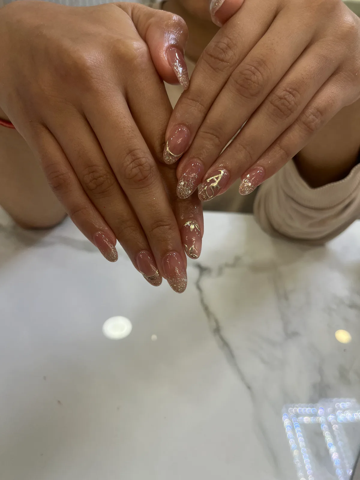 Nude Pink Glitter Nails Nude Pink Glitter Nails nail art design