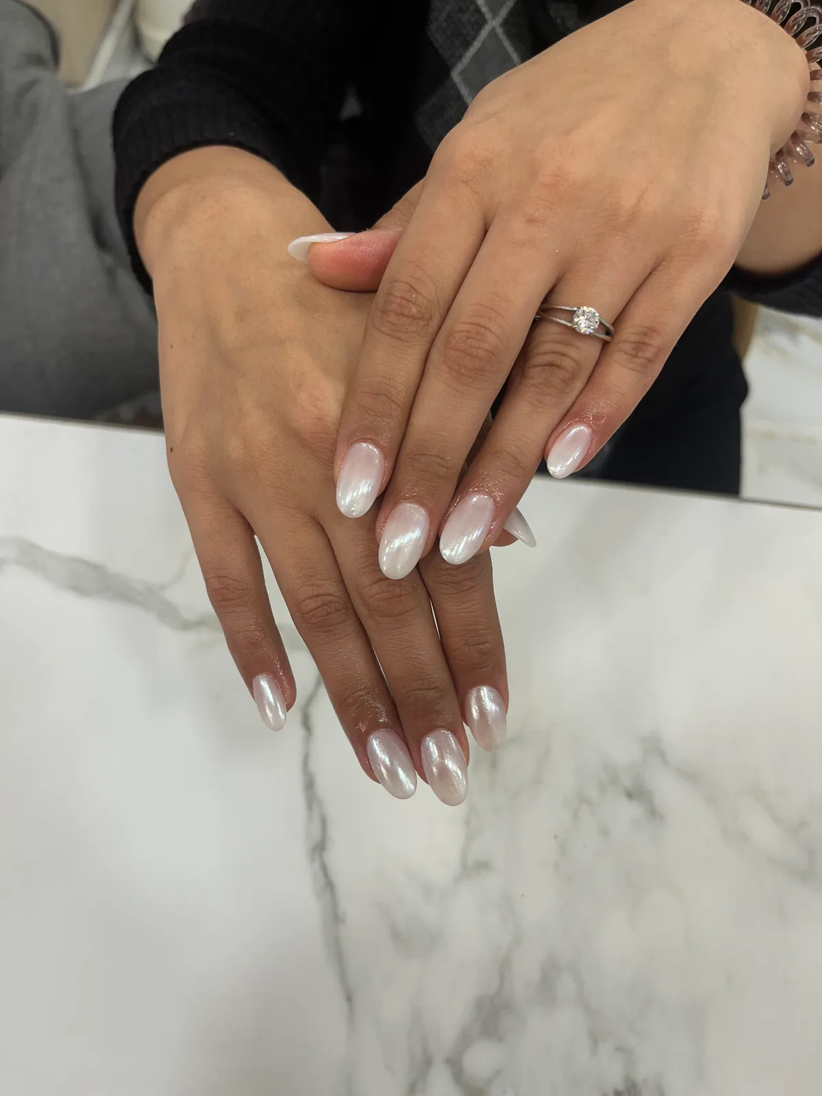 Pearly White Almond Nails Pearly White Almond Nails nail art design
