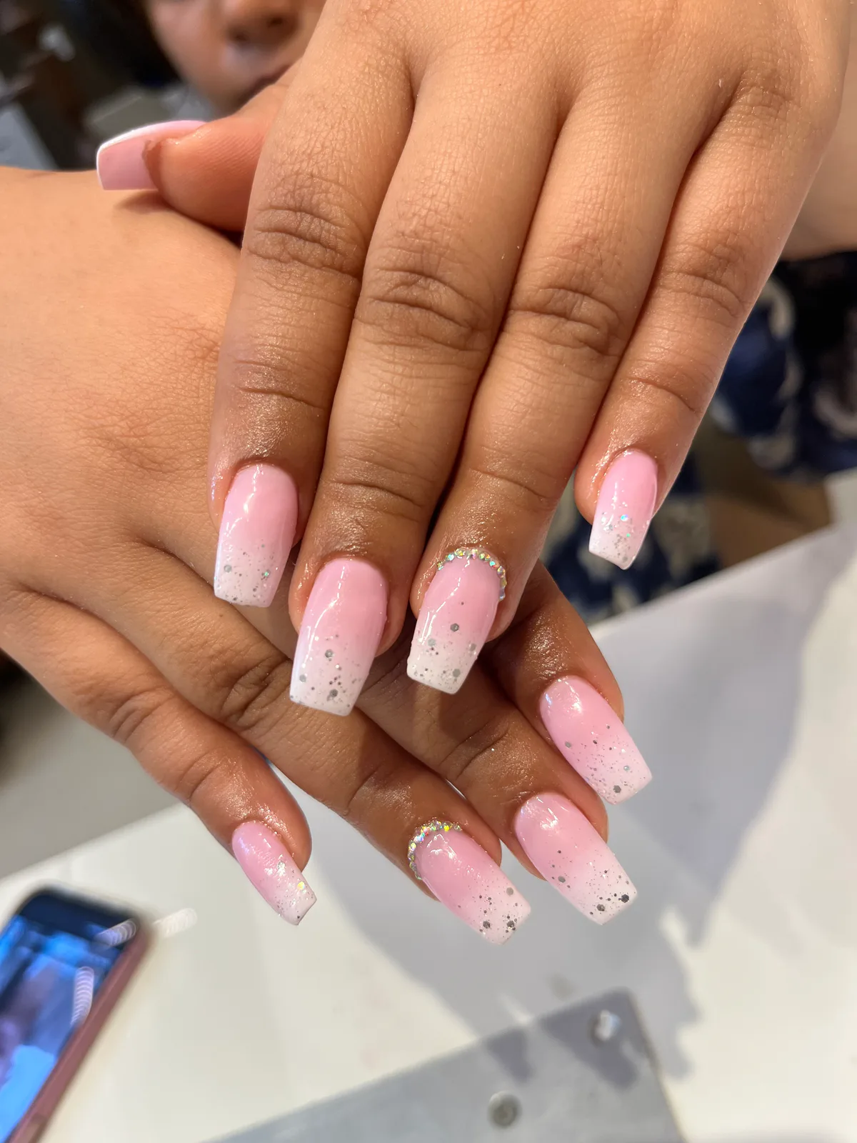Pink Square Glitter Nails Pink Square Glitter Nails nail art design