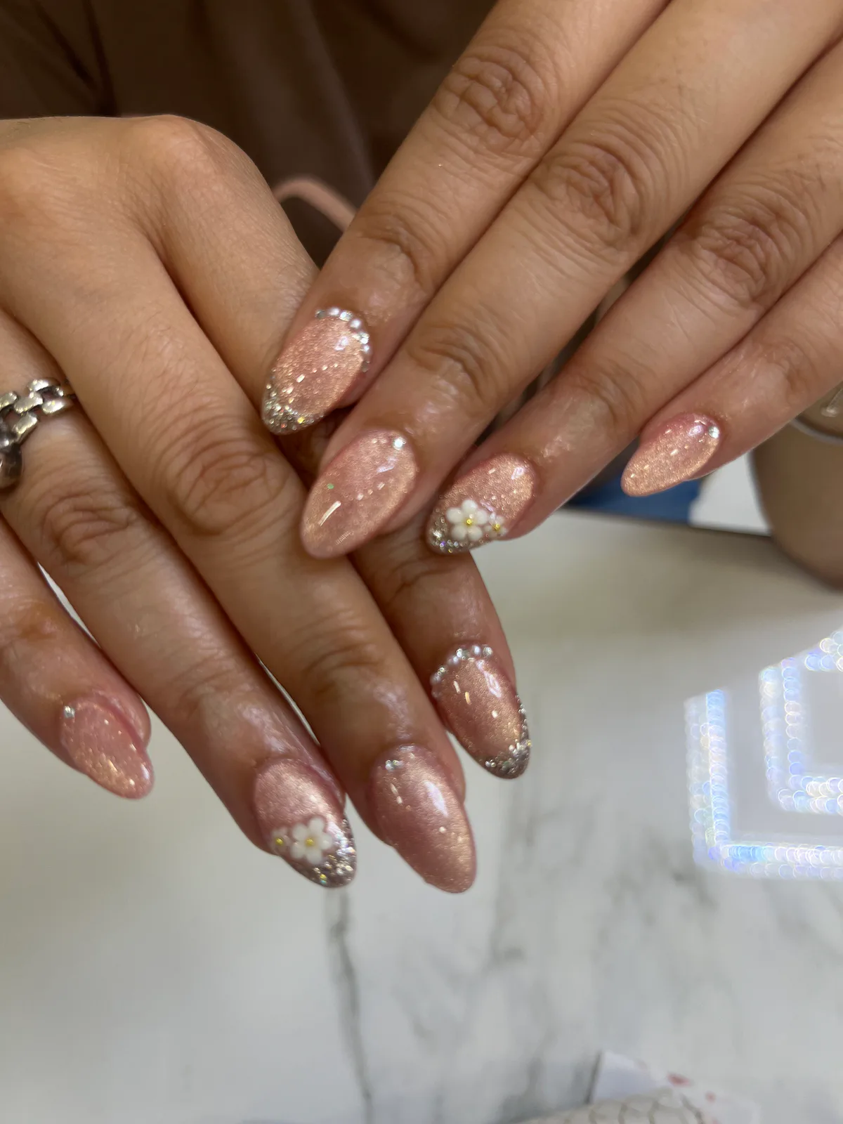 Rose Gold Glitter Nails Rose Gold Glitter Nails nail art design