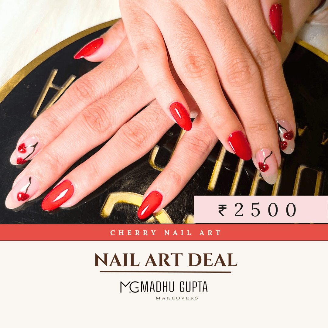 Red cherry hand-painted nail art